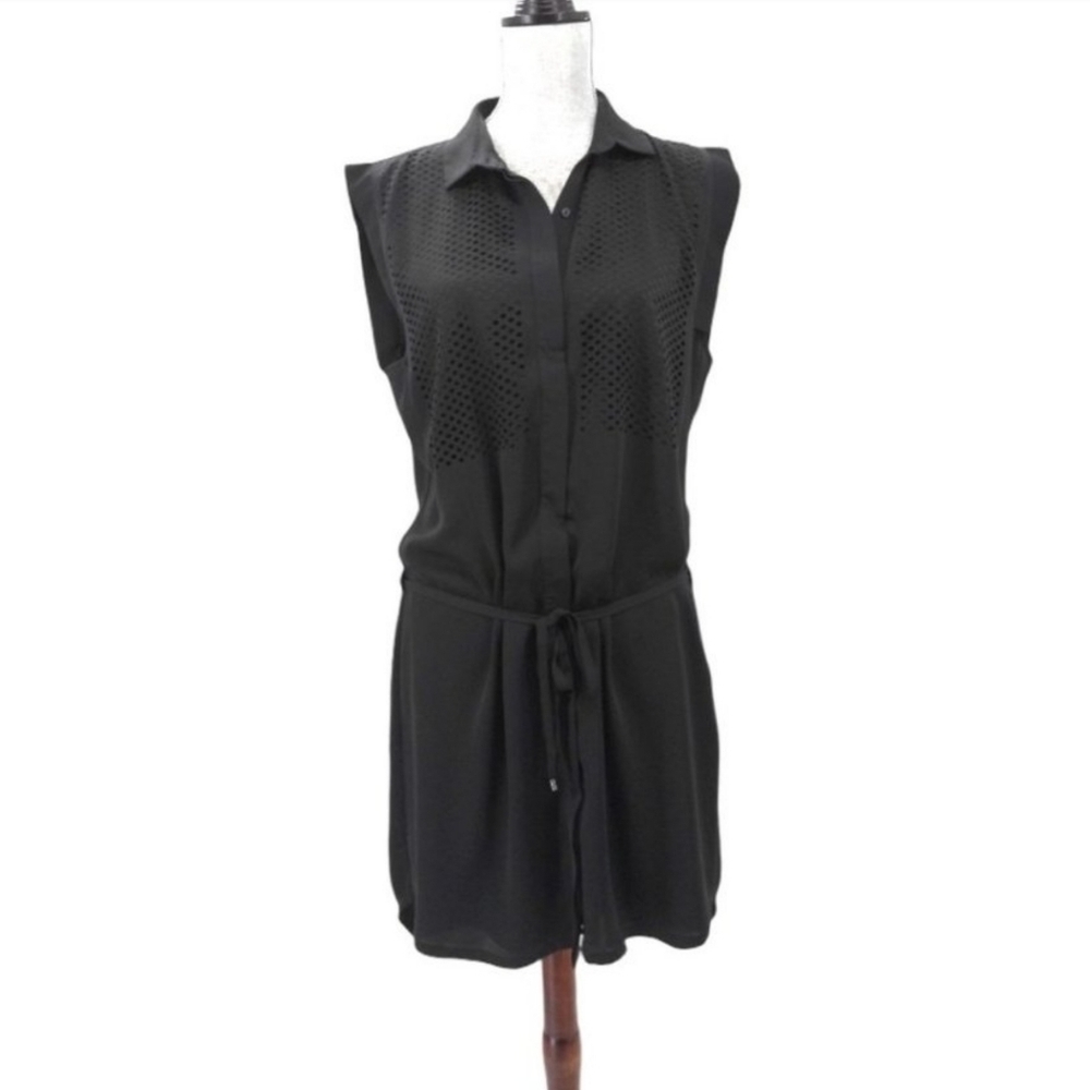 TRINA Turk Lafayette Drapey Womens Black Short Sleeve Drawstring Dress Size: 2